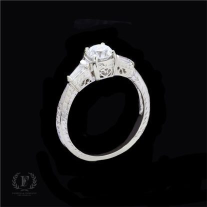 ESTATE THREE-STONE DIAMOND ENGAGEMENT RING