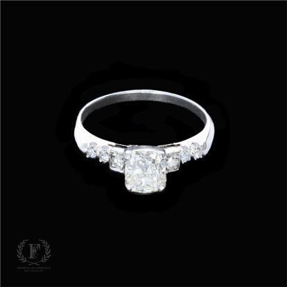 CUSHION CUT DIAMOND ESTATE ENGAGEMENT RING