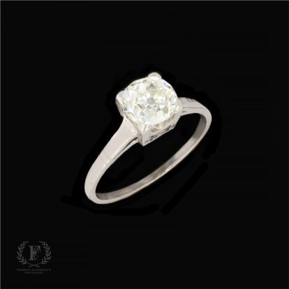 OLD MINE CUT DIAMOND VINTAGE PLATINUM ENGAGEMENT RING