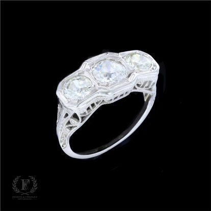 EDWARDIAN THREE STONE DIAMOND ENGAGEMENT RING