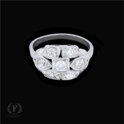 ANTIQUE PLATINUM OLD MINE CUT DIAMOND RING