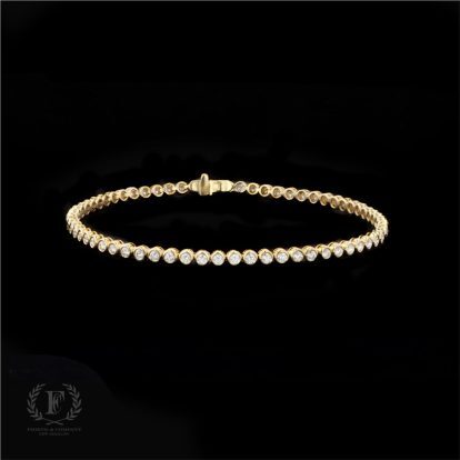 14K YELLOW GOLD BEZEL SET DIAMOND TENNIS BRACELET