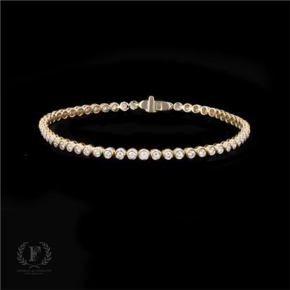 14K YELLOW GOLD BEZEL SET DIAMOND TENNIS BRACELET