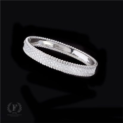 ANTIQUE 18K WHITE GOLD DIAMOND HINGED BRACELET