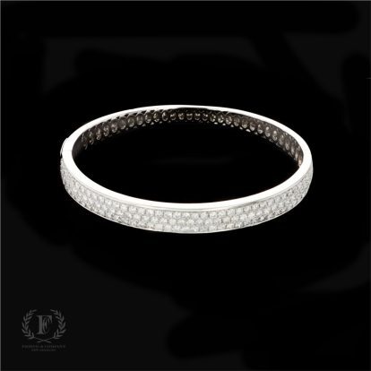 ANTIQUE 14K WHITE GOLD DIAMOND BANGLE