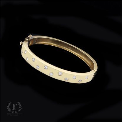 14K YELLOW GOLD DIAMND ESTATE BANGLE BRACELET