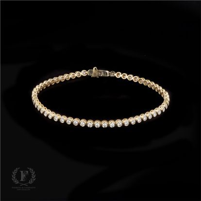14K YELLOW GOLD BEZEL SET DIAMOND TENNIS BRACELET