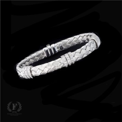 ESTATE DIAMOND18K WHITE GOLD WEAVE BANGLE