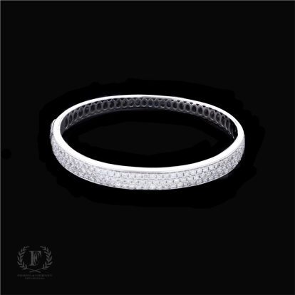 14K WHITE GOLD DIAMOND ESTATE BANGLE