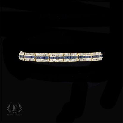 14K YELLOW GOLD SAPPHIRE DIAMOND ESTATE BRACELET