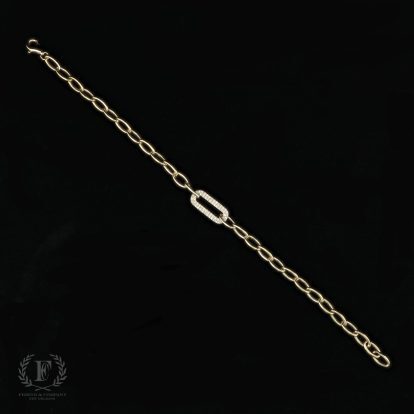 Link Bracelet with Oversized Diamond Link