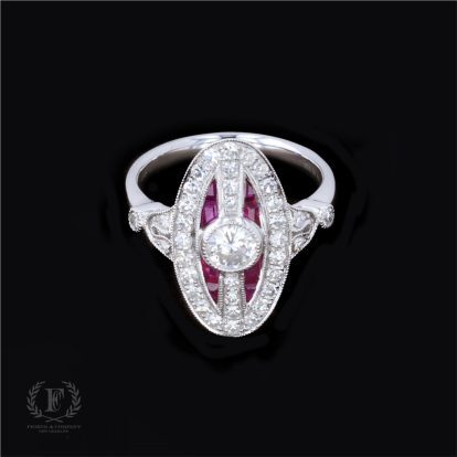 ANTIQUE PLATINUM RUBY DIAMOND RING