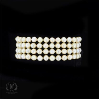VINTAGE FOUR STRAND DIAMOND PEARL BRACELET
