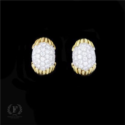 18K TWO TONE GOLD DIAMOND ESTATE EARRINGS