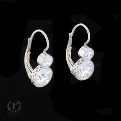 PLATINUM OLD MINE CUT ROUND BRILLIANT DIAMOND EARRINGS