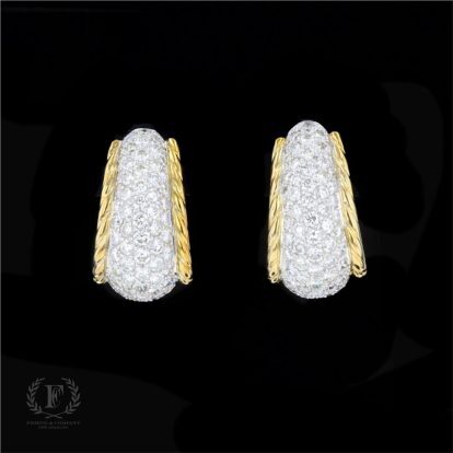 14K TWO TONE GOLD DIAMOND ESTATE EARRINGS
