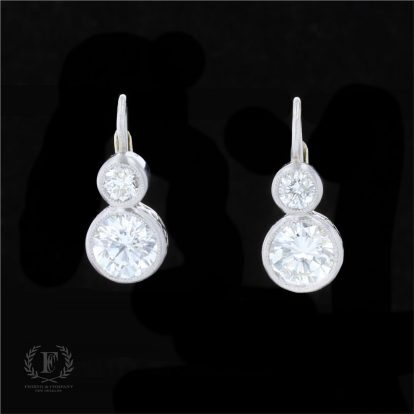 OLD MINE CUT AND ROUND CUT DIAMOND ESTATE EARRINGS
