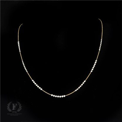 18K YELLOW GOLD DRILLED BRILLIANT DIAMOND STATION NECKLACE