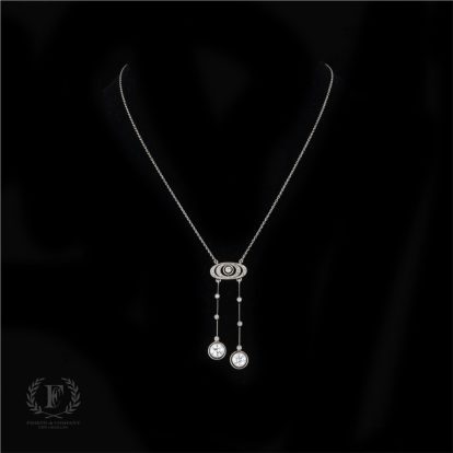 PLATINUM DIAMOND ART DEC STYLE DROP NECKLACE