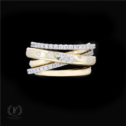 14K YELLOW GOLD MULTI LAYERED DIAMOND RING