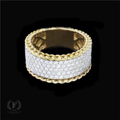 14K YELLOW GOLD FIVE ROW DIAMOND RING