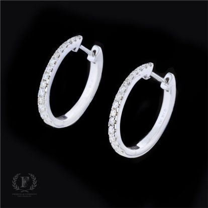 14K WHITE GOLD DIAMOND HOOPS