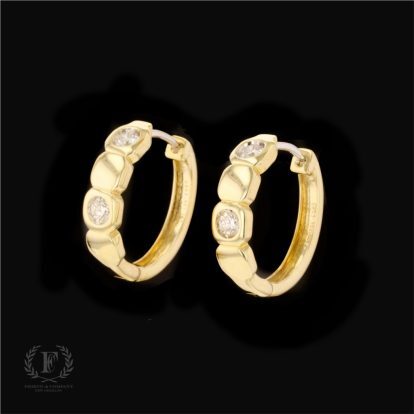 14K YELLOW GOLD DIAMOND HUGGIES