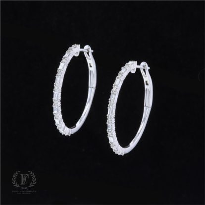 ROUND AND TAPPERED BAGUETTE DIAMOND HOOPS