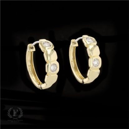 14K YELLOW GOLD DIAMOND HOOPS