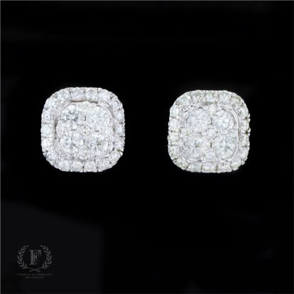 14K WHITE GOLD ILLUSION SET EARRINGS