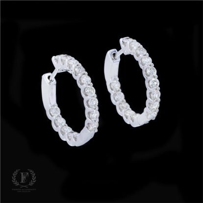 14K WHITE GOLD DIAMOND HOOPS