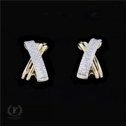 ON THE EAR 14K YELLOW GOLD DIAMOND HUGGIES