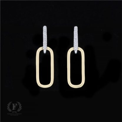 14K YELLOW GOLD DIAMOND PAPERCLIP EARRINGS
