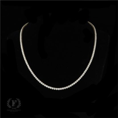 14K YELLOW GOLD ROUND BRILLIANT DIAMOND TENNIS NECKLACE