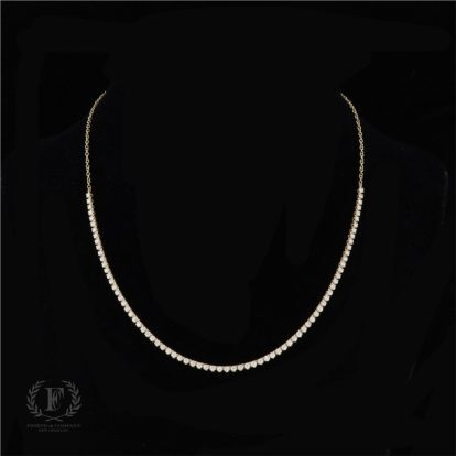14K YELLOW GOLD DIAMOND HALFWAY TENNIS NECKLACE