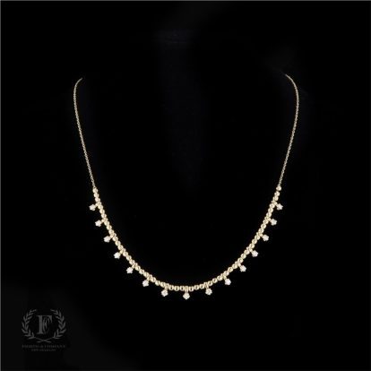 14K YELLOW GOLD DIAMOND HALF WAY NECKLACE