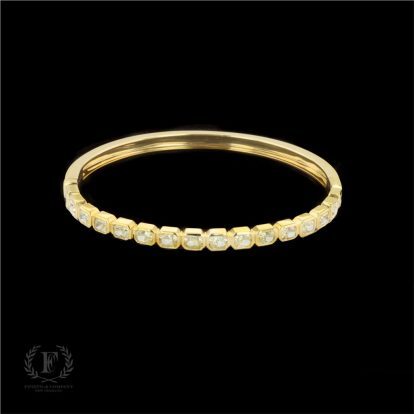 BEZEL SET 14K YELLOW GOLD BANGLE BRACELET
