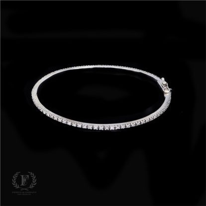 14K WHITE GOLD DIAMOND ESTATE BANGLE