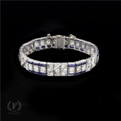 ART DECO PLATINUM DIAMOND SAPPHIRE BRACELET