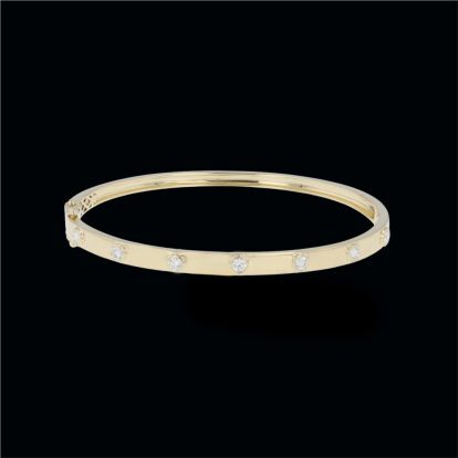14K YELLOW GOLD BEZEL SET DIAMOND BANGLE