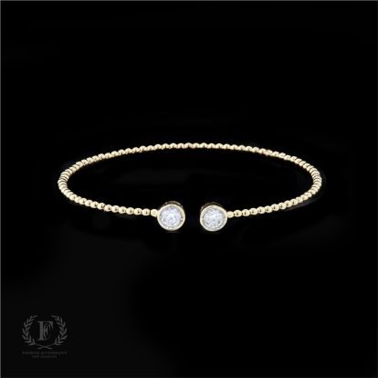 OPEN END TWO TONE GOLD DIAMOND BANGLE