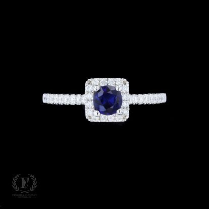 14K WHITE GOLD SAPPHIRE & DIAMOND RING