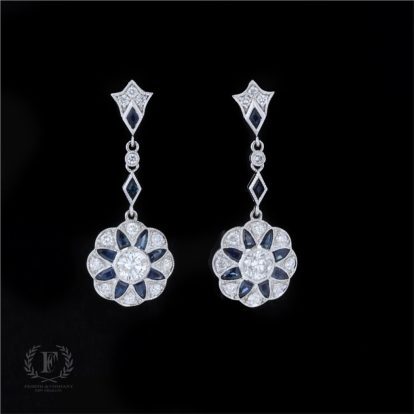 DIAMOND SAPPHIRE ESTATE EARRINGS