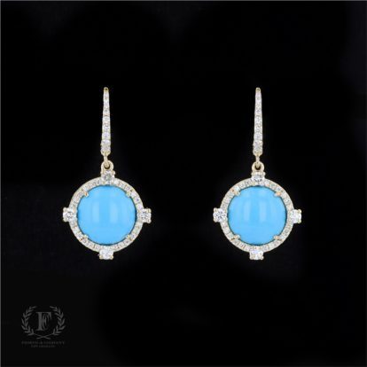 TURQUOISE DIAMOND DANGLE EARRINGS