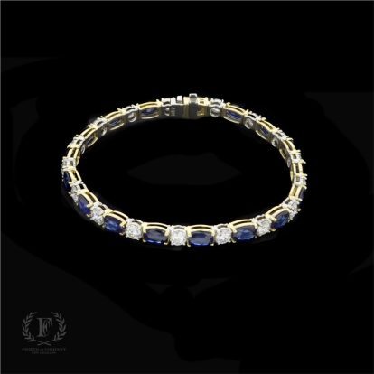 TWO TONE SAPPHIRE DIAMOND TENNIS BRACELET