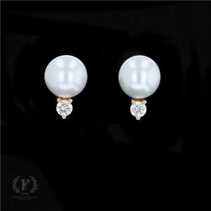 ON THE EAR PEARL DIAMOND STUDS