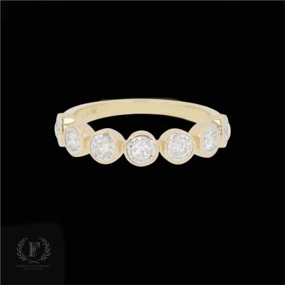 14K YELLOW GOLD ROUND BRILLIANT DIAMOND HALF ETERNITY BAND