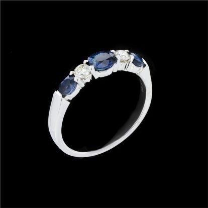 PLATINUM SAPPHIRE DIAMOND HALF ETERNITY BAND