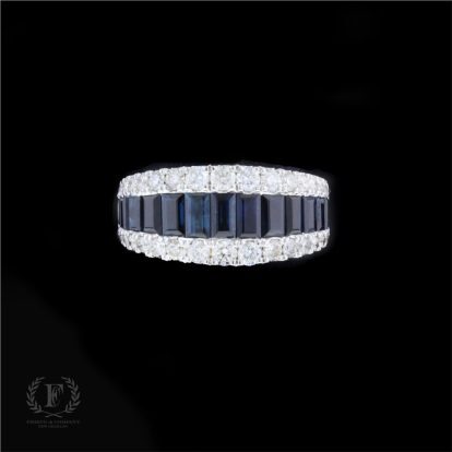 PLATINUM DIAMOND SAPPHIRE HALF ETERNITY BAND